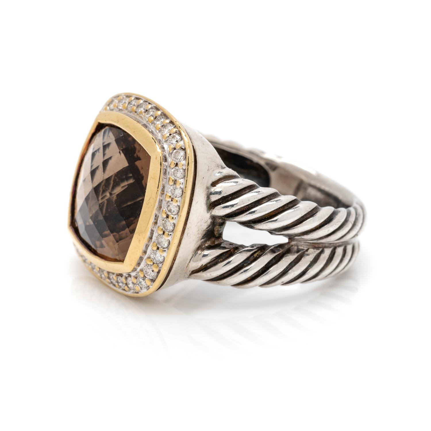 DAVID YURMAN, DIAMOND AND SMOKY QUARTZ 'ALBION' RING