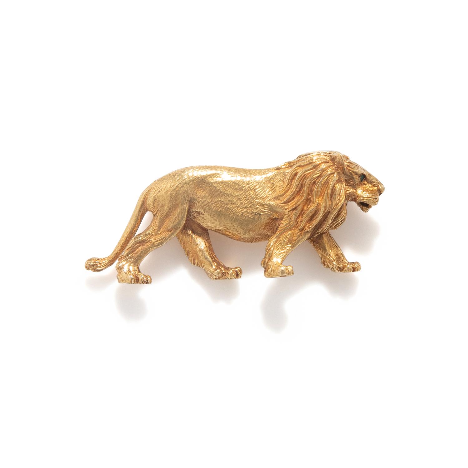 TIFFANY & CO., YELLOW GOLD LION BROOCH