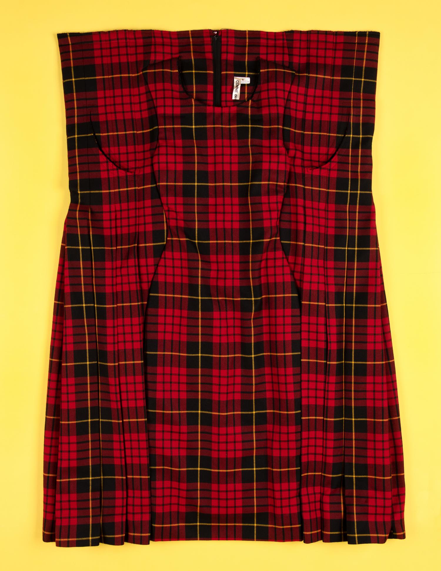 Comme des Garçons Red Tartan Plaid Pleated Dress, 2017