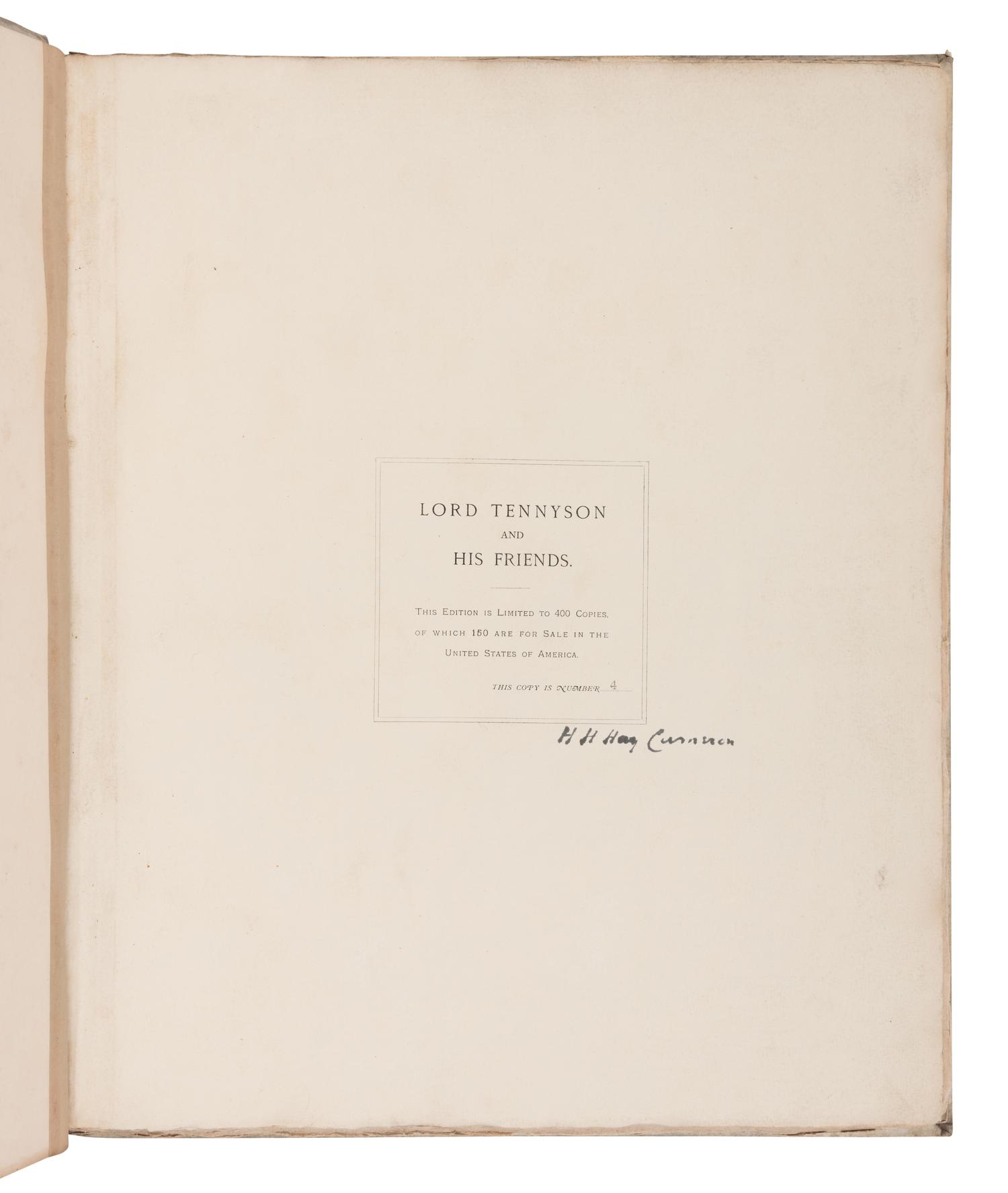 [TENNYSON, Alfred (1809-1892), subject]. -- [CAMERON, Julia Margaret (1815-1879), photographer]. Alfred, Lord Tennyson and his Friends . With text by Anne Thackeray Ritchie and H.H. Hay Cameron. London: T. Fisher Unwin, 1893.