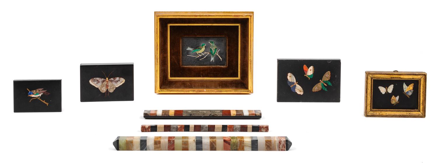 Five Italian Pietra Dura Panels Largest panel: 5 1/2 x 4 inches. — 19TH/20TH CENTURY