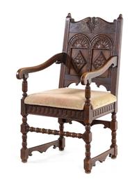 A William and Mary Style Oak Armchair