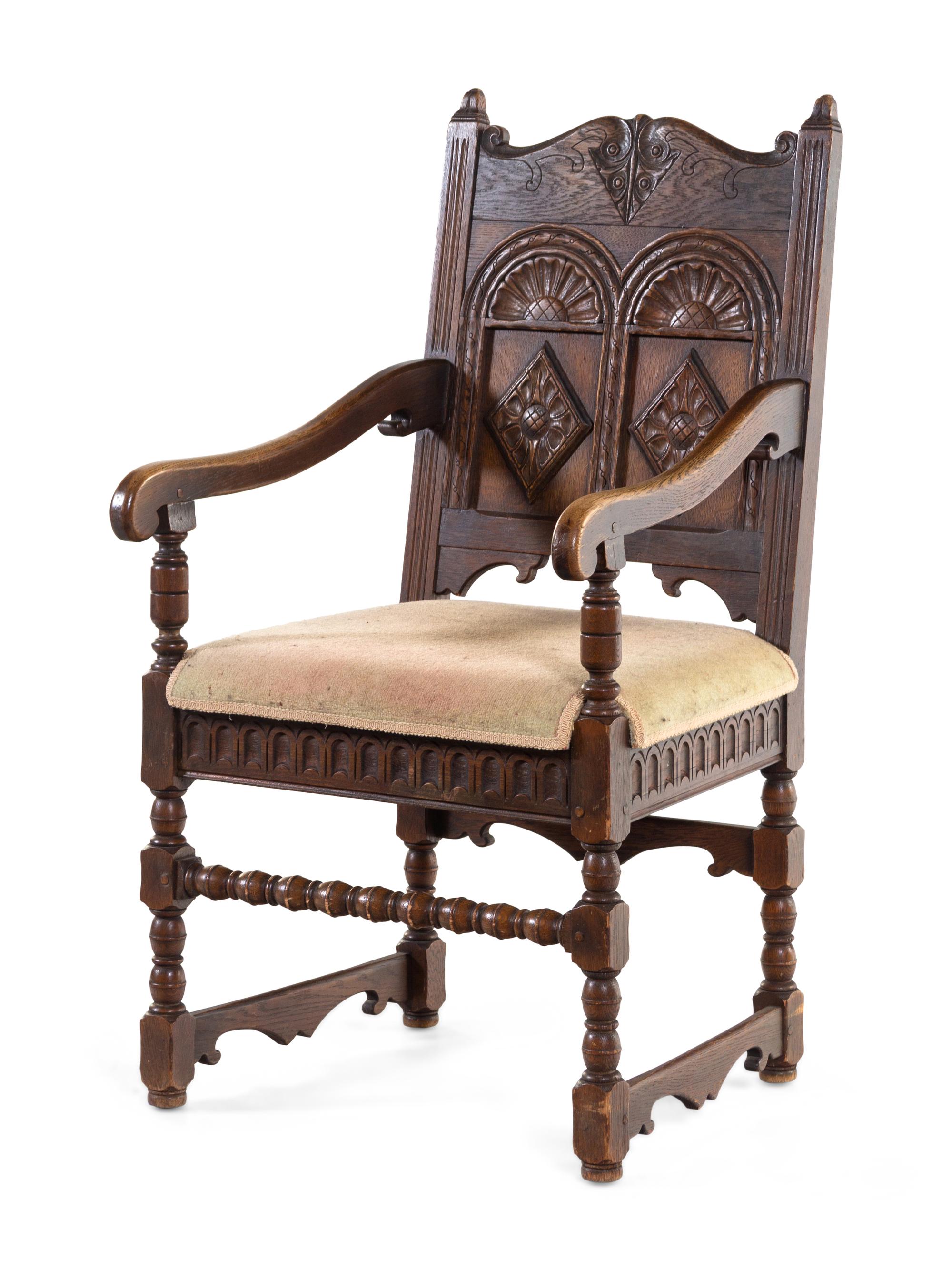 A William and Mary Style Oak Armchair