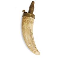 Scrimshaw-decorated and polychromed whale tooth initialed "A R," and dated "1866"