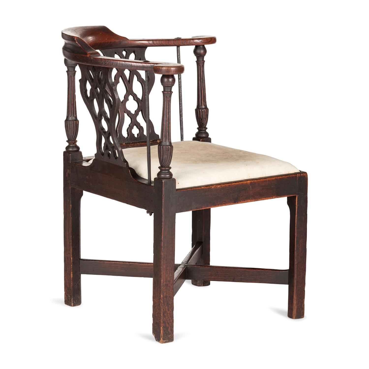 A Chippendale Carved Walnut Corner Chair
