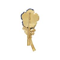 LAPIS LAZULI, EMERALD, AND YELLOW GOLD FLOWER BROOCH