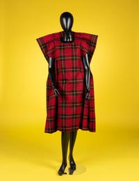 Comme des Garçons Red Tartan Plaid Pleated Dress, 2017
