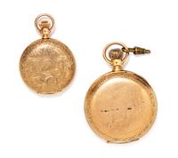 A Collection of Yellow Gold Hunter Case Pocket Watches,