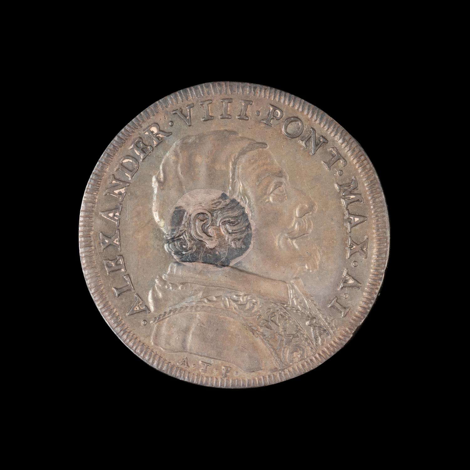 [PAPAL STATES] Pope Alexander VIII 1689 Testone