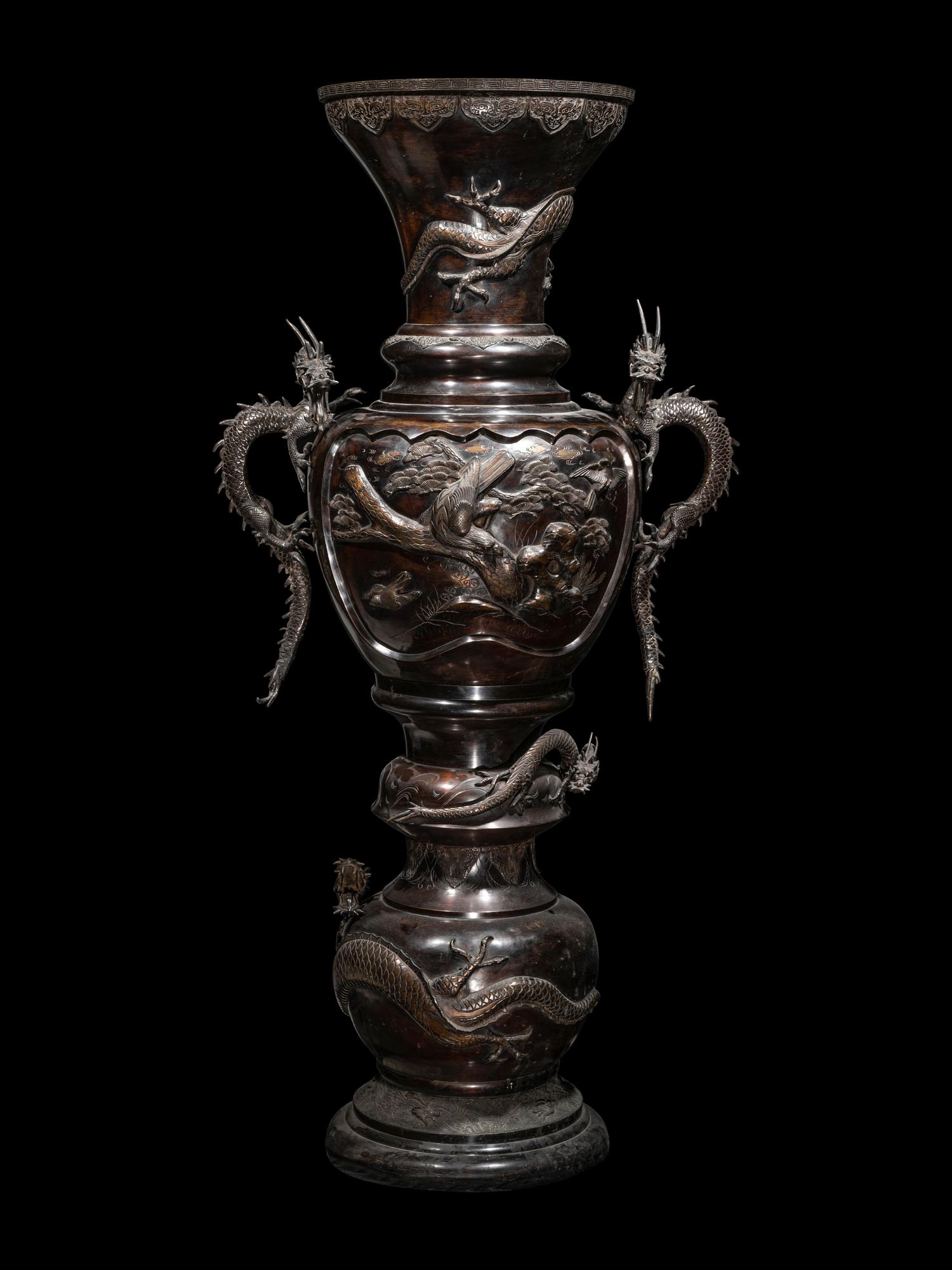 A Large Japanese Bronze Floor Vase
