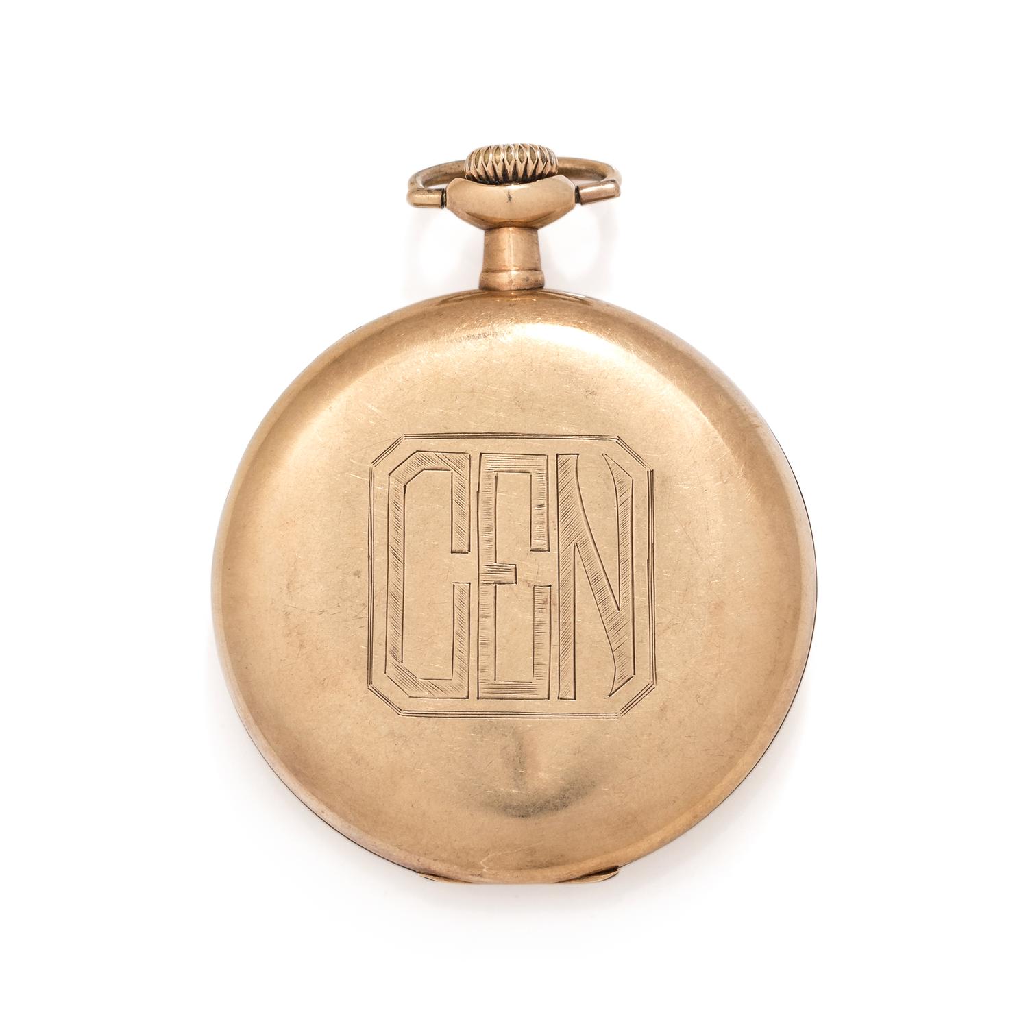 14K YELLOW GOLD OPEN FACE POCKET WATCH