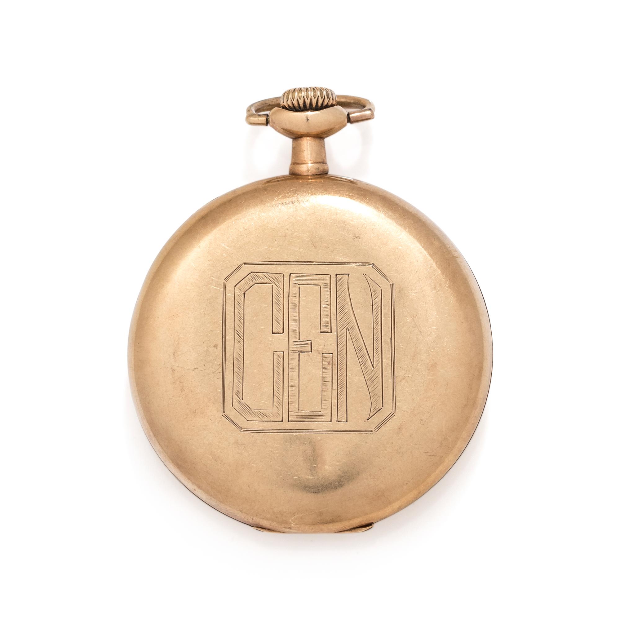 14K YELLOW GOLD OPEN FACE POCKET WATCH
