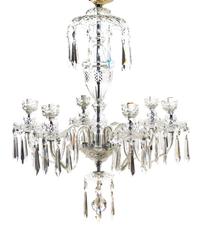 A Waterford Cut Glass Six-Light Chandelier, Height 32 inches.