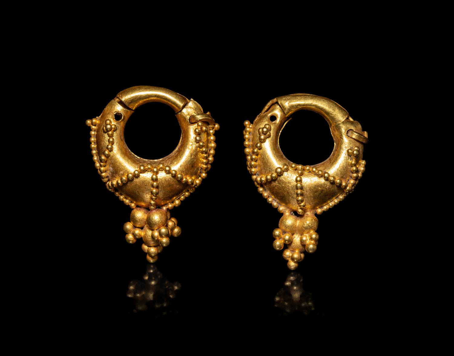 A Pair of Parthian Gold Hollow Earrings