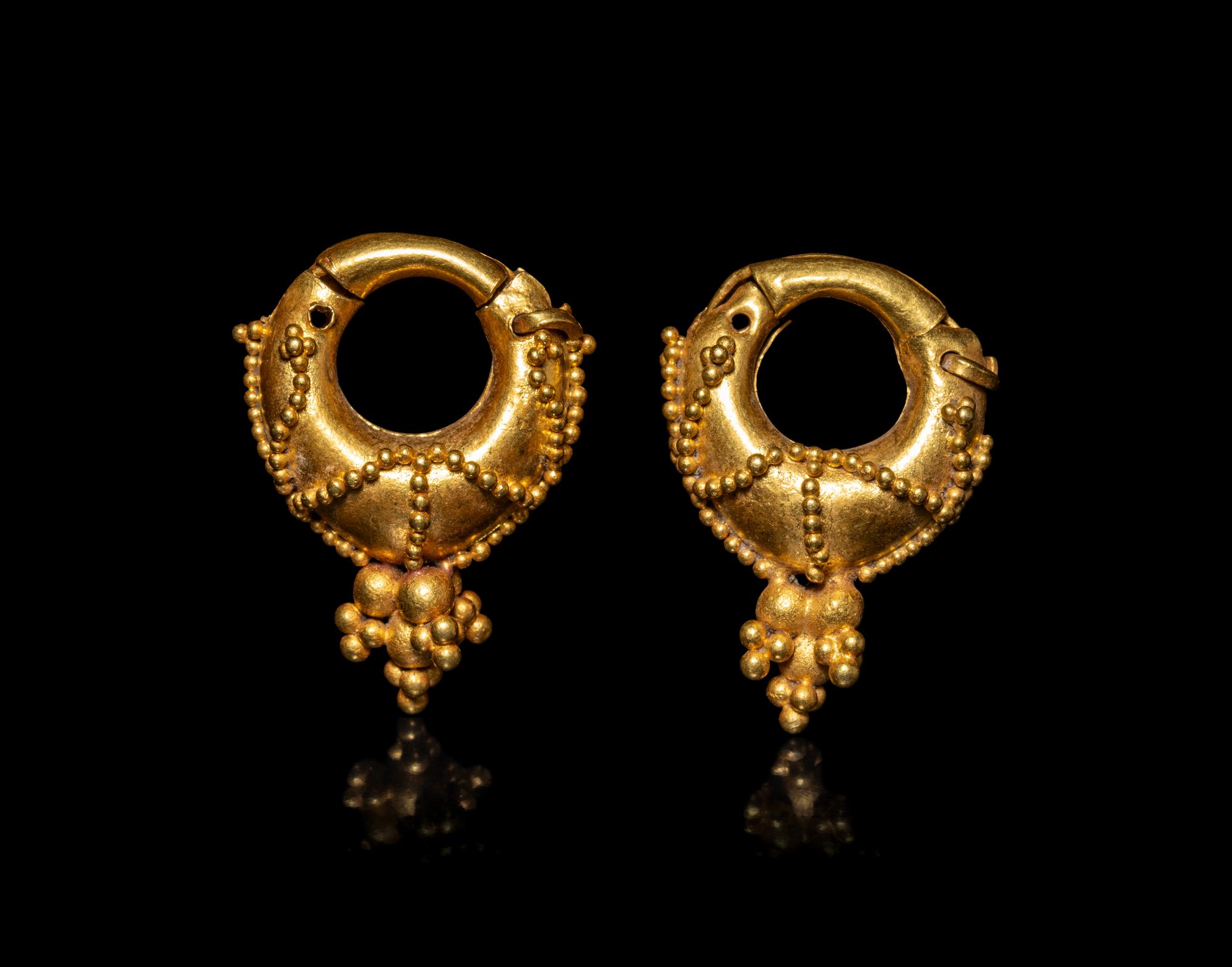 A Pair of Parthian Gold Hollow Earrings
