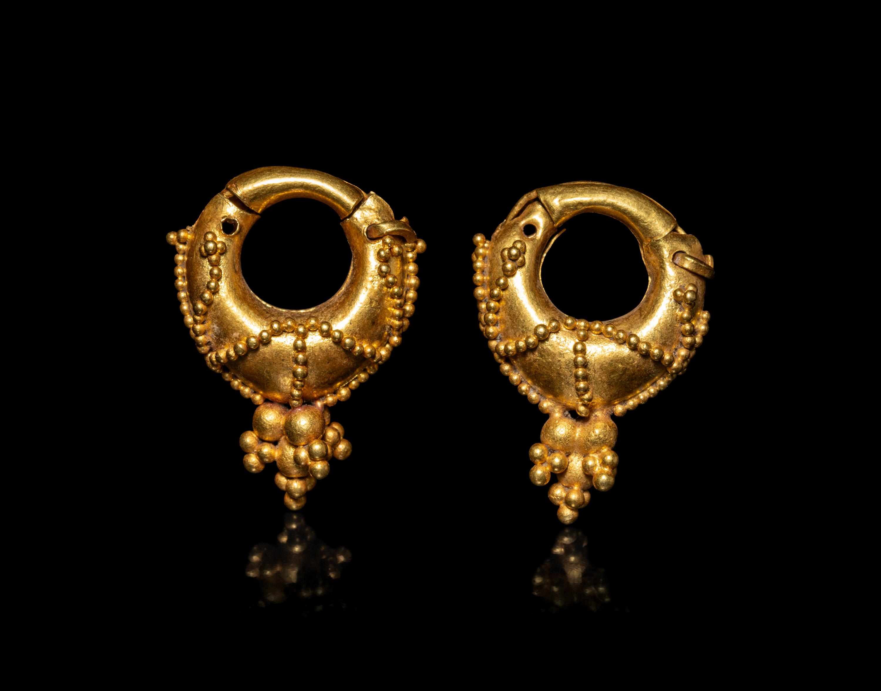 A Pair of Parthian Gold Hollow Earrings