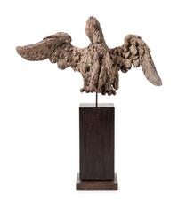 A Carved Wood Model of a Spread-Winged Eagle on an Associated Pedestal