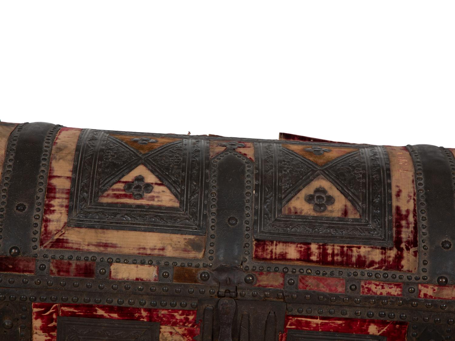 A Venetian Pressed Metal on Velvet Clad Cassone