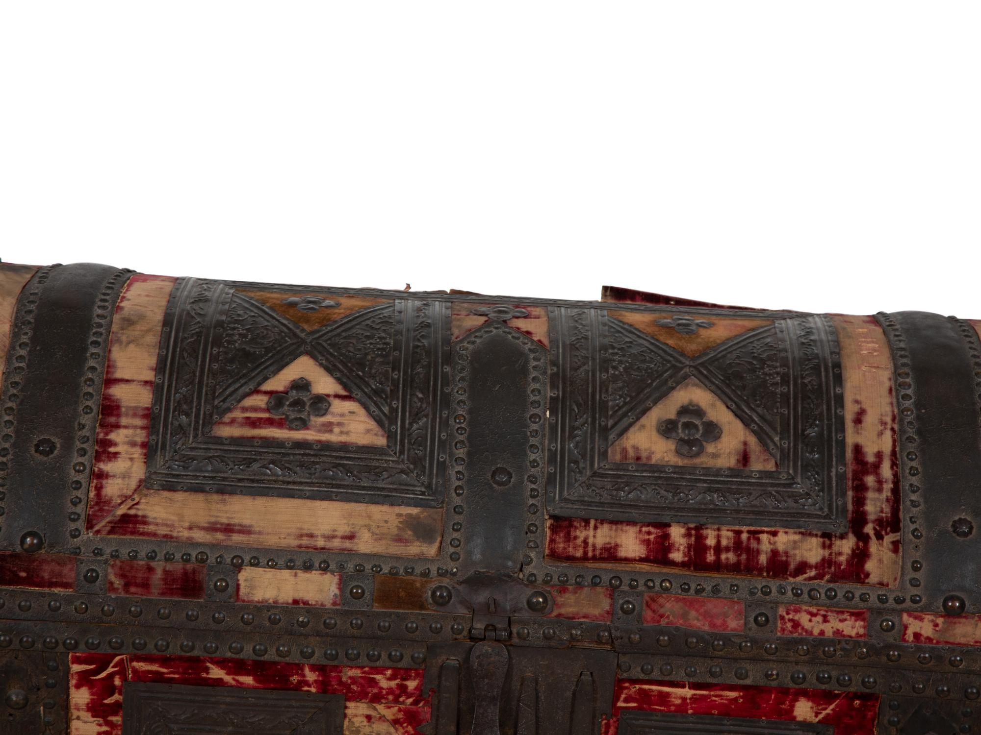 A Venetian Pressed Metal on Velvet Clad Cassone