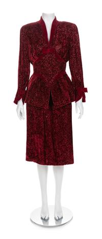 Thierry Mugler Voided Velvet Jacket and Skirt, 1990s