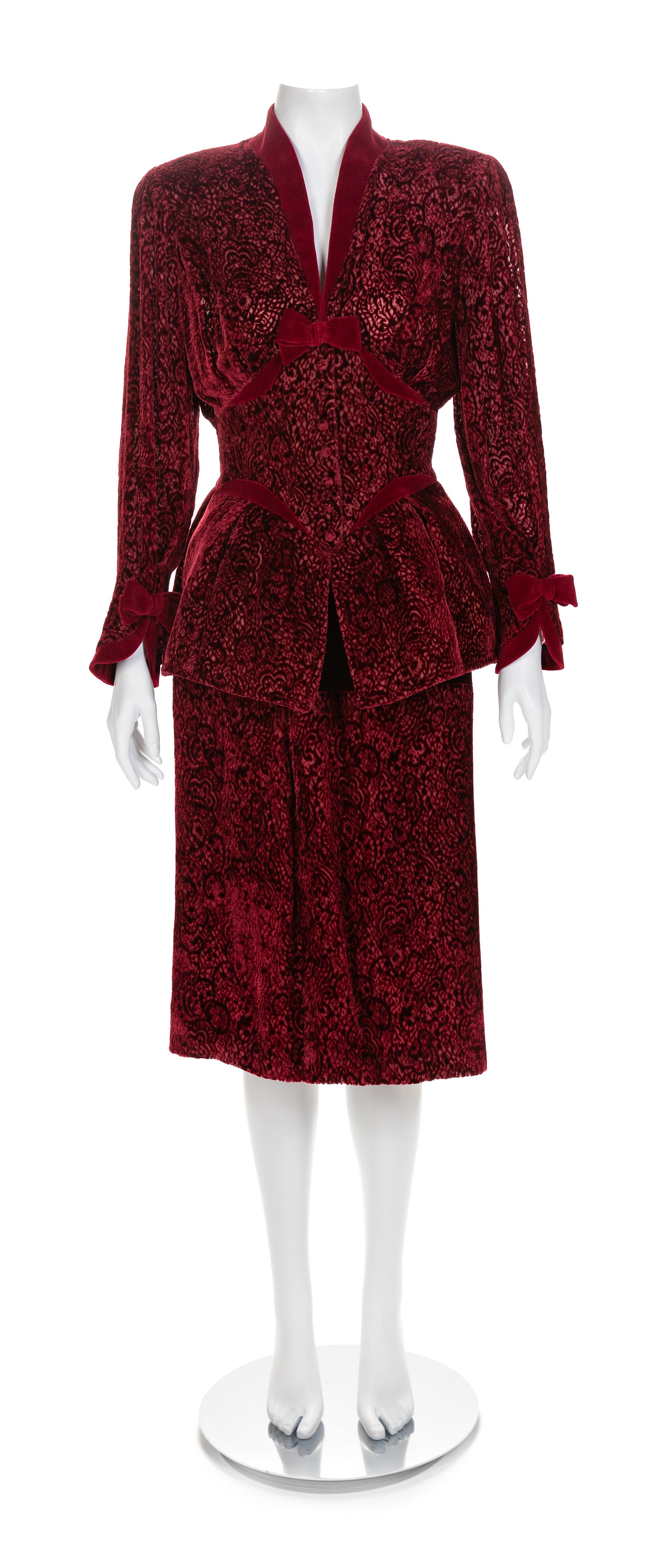 Thierry Mugler Voided Velvet Jacket and Skirt, 1990s