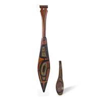 Northwest Coast Carved and Painted Model Paddle and Spoon