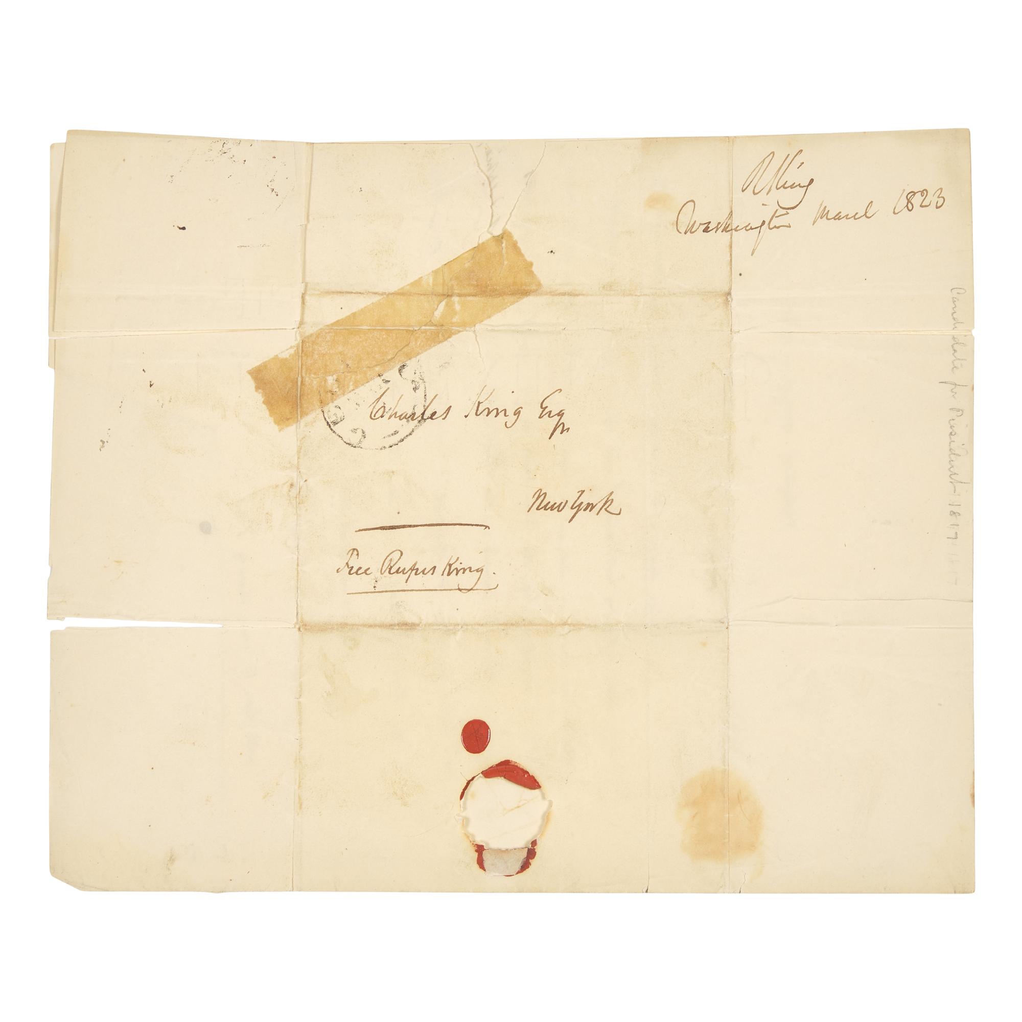 [Americana] King, Rufus. Autograph letter, signed