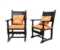 A Pair of Renaissance Revival Carved Oak Armchairs — EARLY 20TH CENTURY