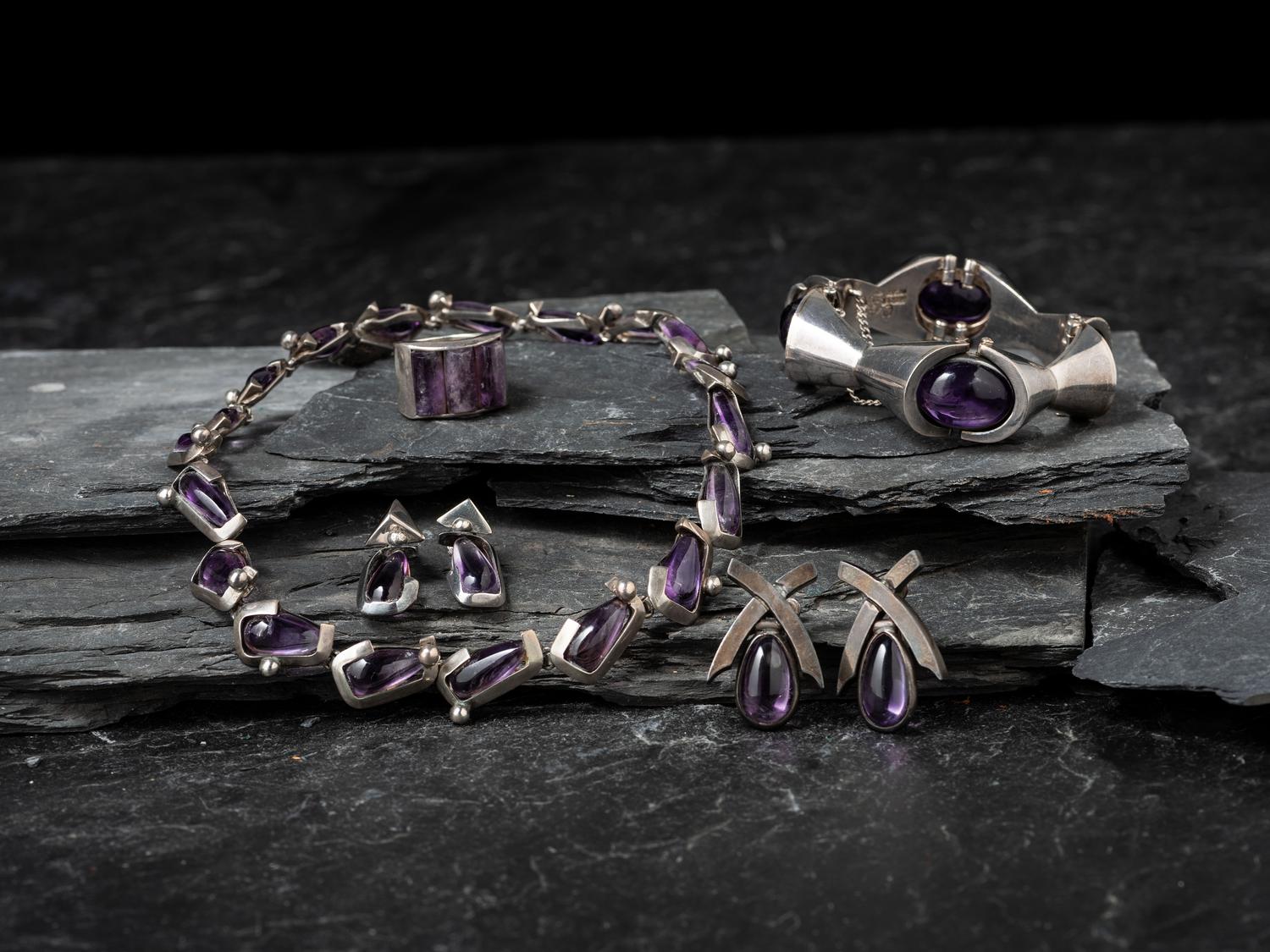 Taxco Silver and Amethyst Jewelry