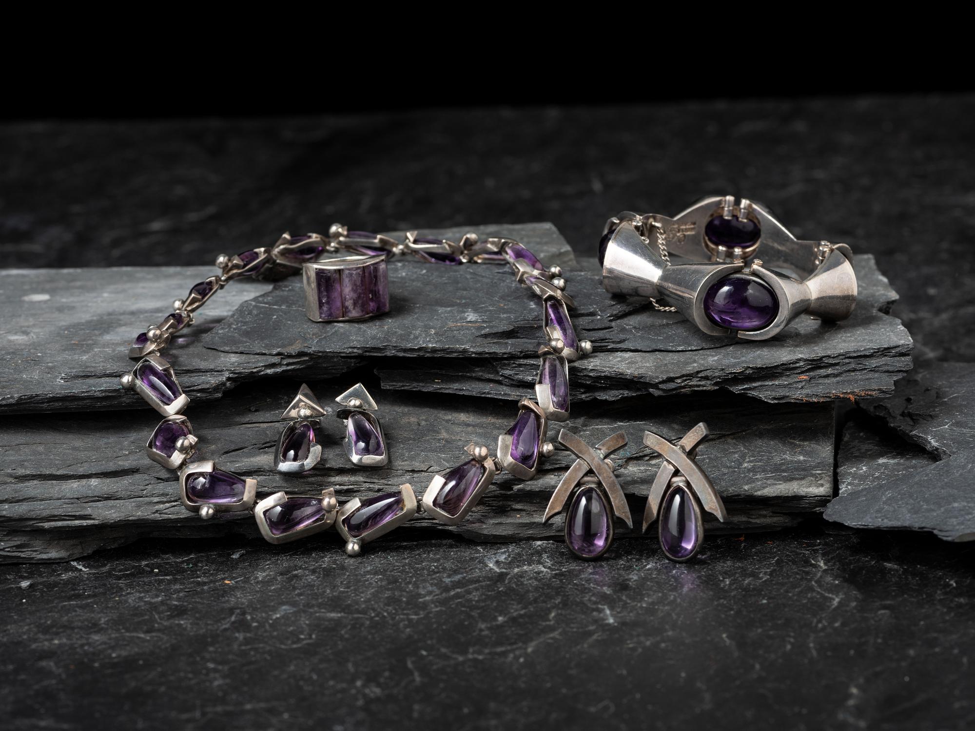 Taxco Silver and Amethyst Jewelry