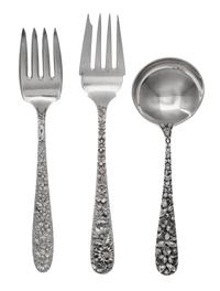 A Group of American Silver Flatware Articles, S. Kirk & Son, Baltimore, MD, Repousse pattern, comprising: 11 salad forks 6 soup spoons