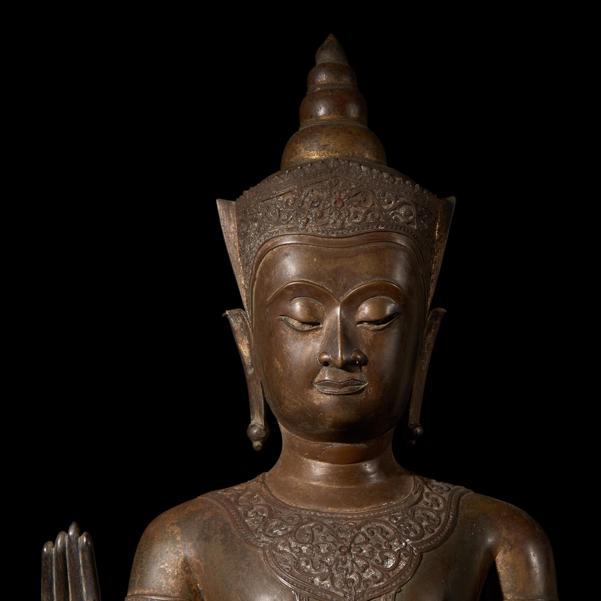 A Thai Bronze Figure of a Standing Buddha, Ayudhya Style, 17th Century or Later
