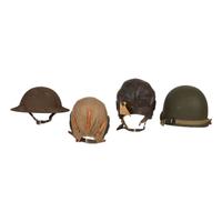 Lot of American World War Era Helmets and 48-star flag