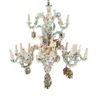 A Near Pair of Meissen Porcelain Chandeliers