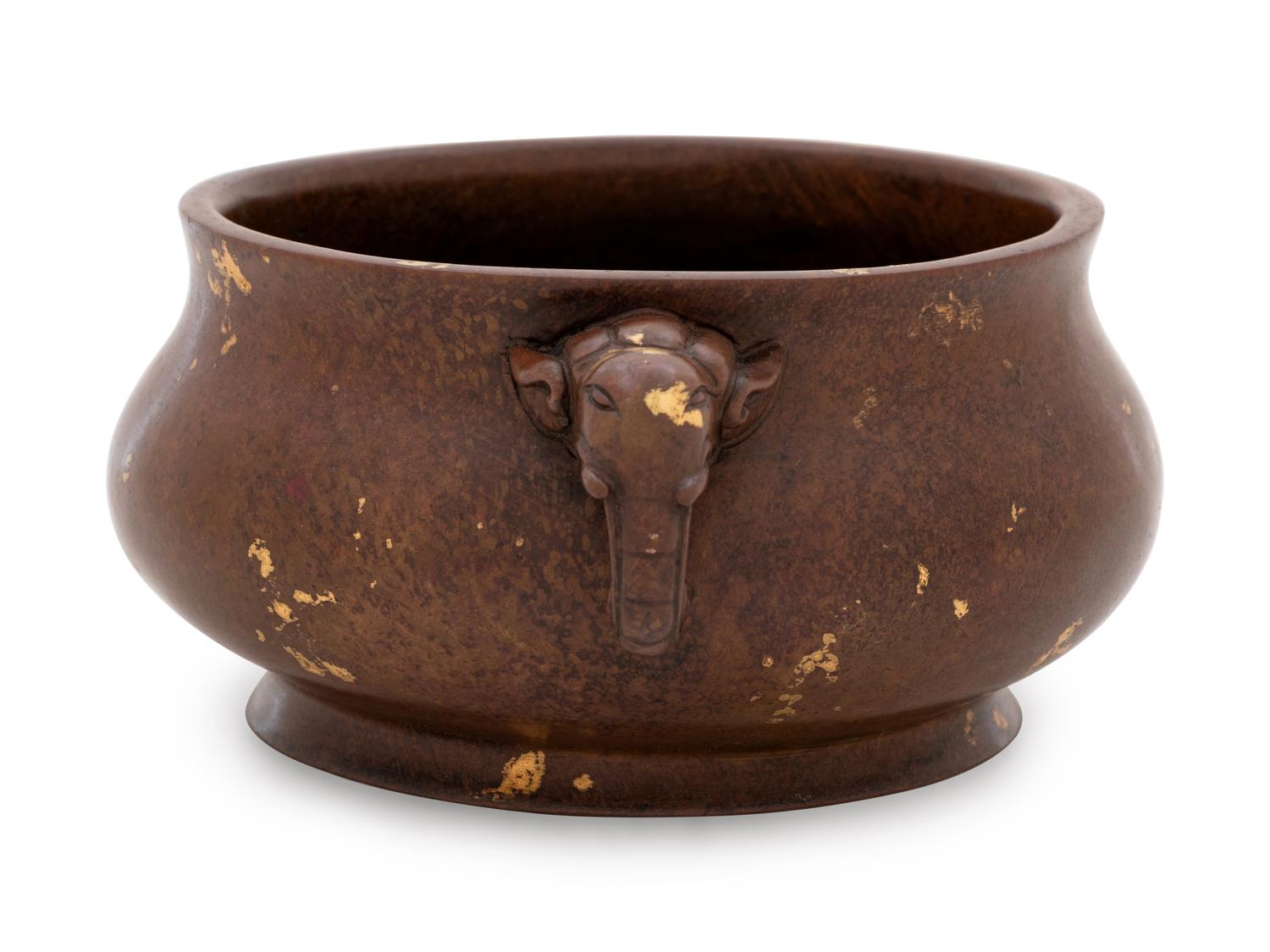 A Chinese Gold Splashed Bronze Incense Burner