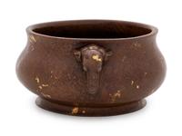 A Chinese Gold Splashed Bronze Incense Burner