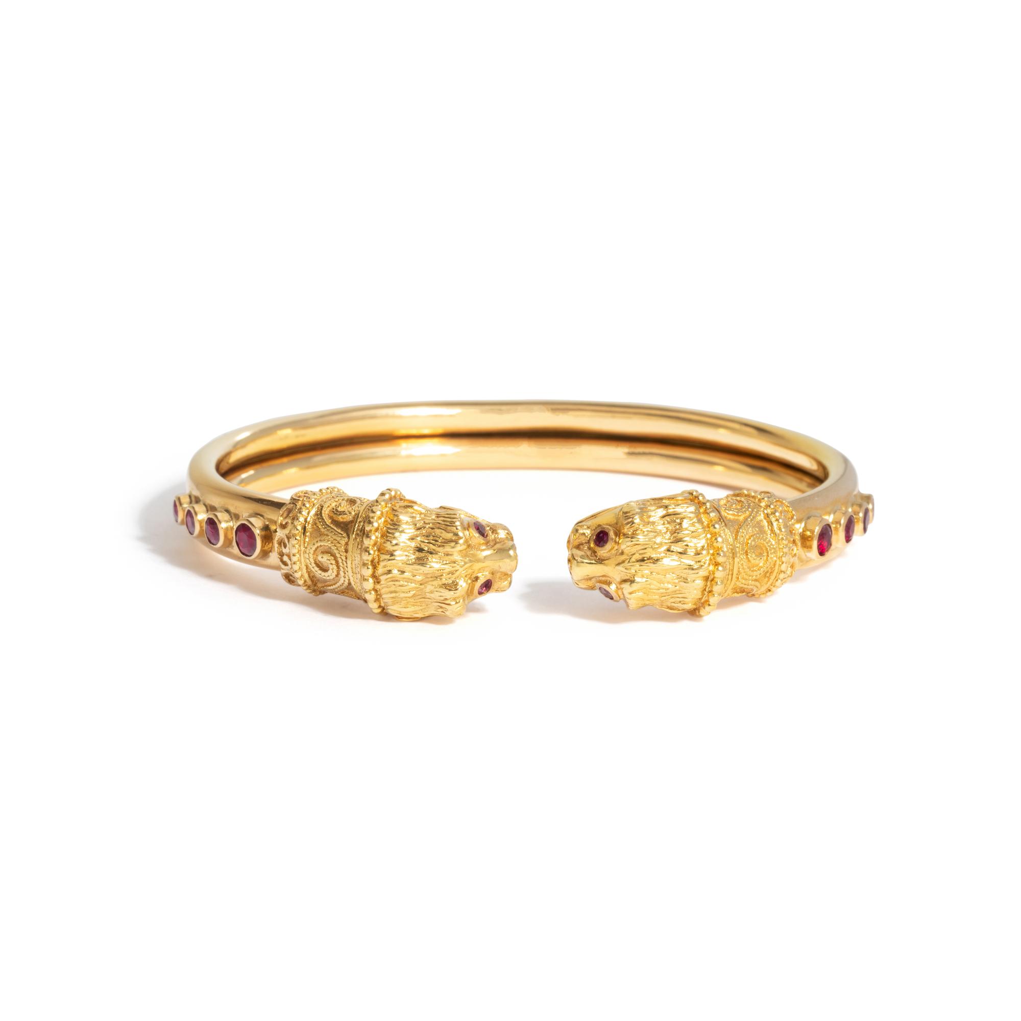 LALAOUNIS, YELLOW GOLD AND RUBY CHIMERA CUFF BRACELET