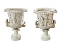 A Pair of Italian White Marble Models of the Medici Vase