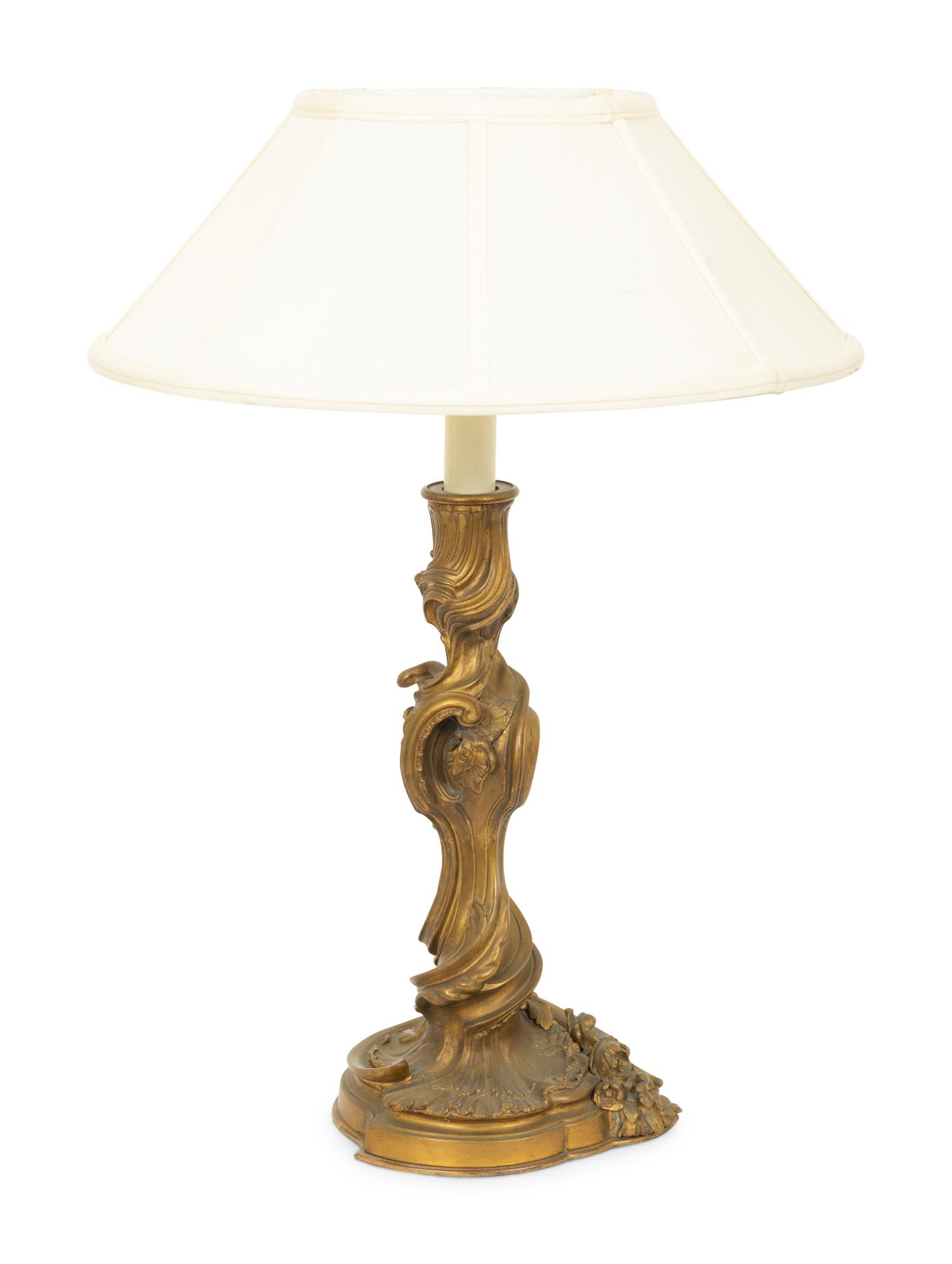 A Louis XV Stye Gilt Metal Table Lamp