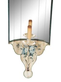 A Pair of Painted Tole and Mirror Wall Sconces