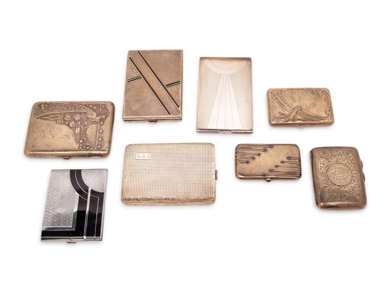 A Group of Nine Silver Cigarette Cases