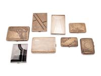 A Group of Nine Silver Cigarette Cases