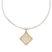 Rutilated Quartz, Diamond, and Bicolor Gold Pendant Necklace