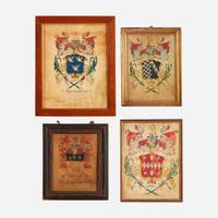 A group of four painted coats-of-arms John Coles, Sr. (1749-1809), Boston, MA, Samuel Blyth (1744-1795), Salem, MA, and other, circa 1775-1806