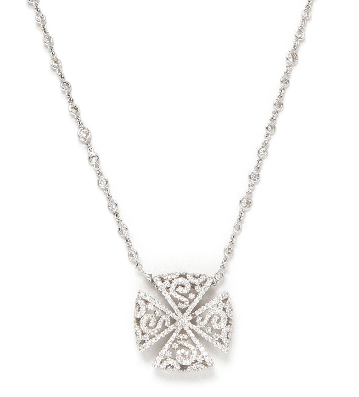 A White Gold and Diamond Pendant, 10.60 dwts.