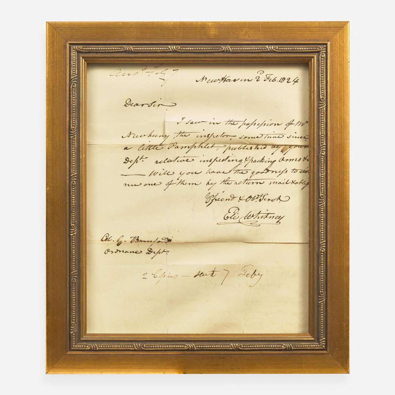 [Americana] Whitney, Eli Autograph Letter, signed
