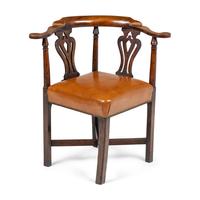 An English Oak and Walnut Corner Chair