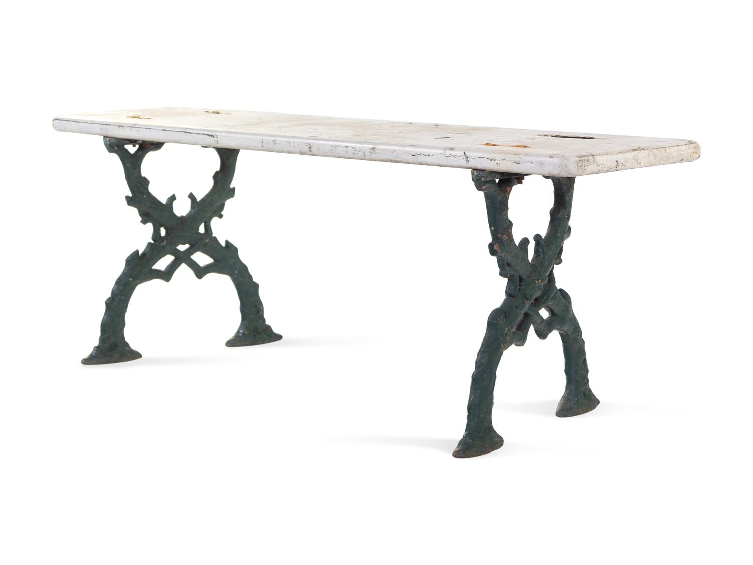 A Victorian Iron and Painted Wood Garden Bench