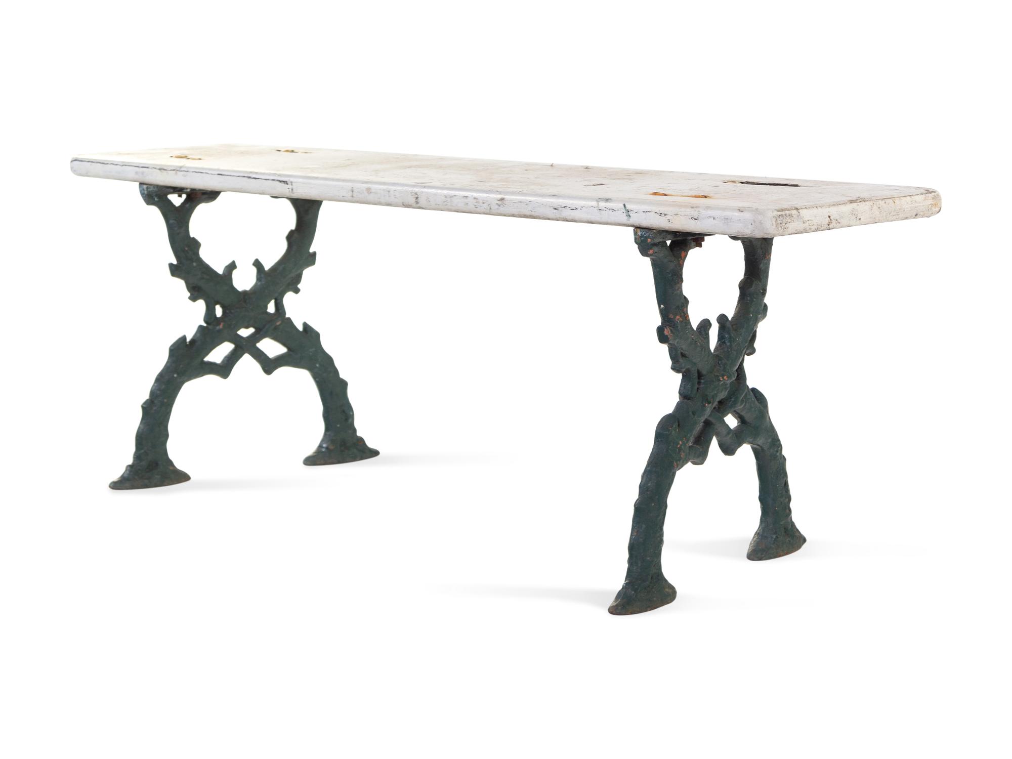 A Victorian Iron and Painted Wood Garden Bench