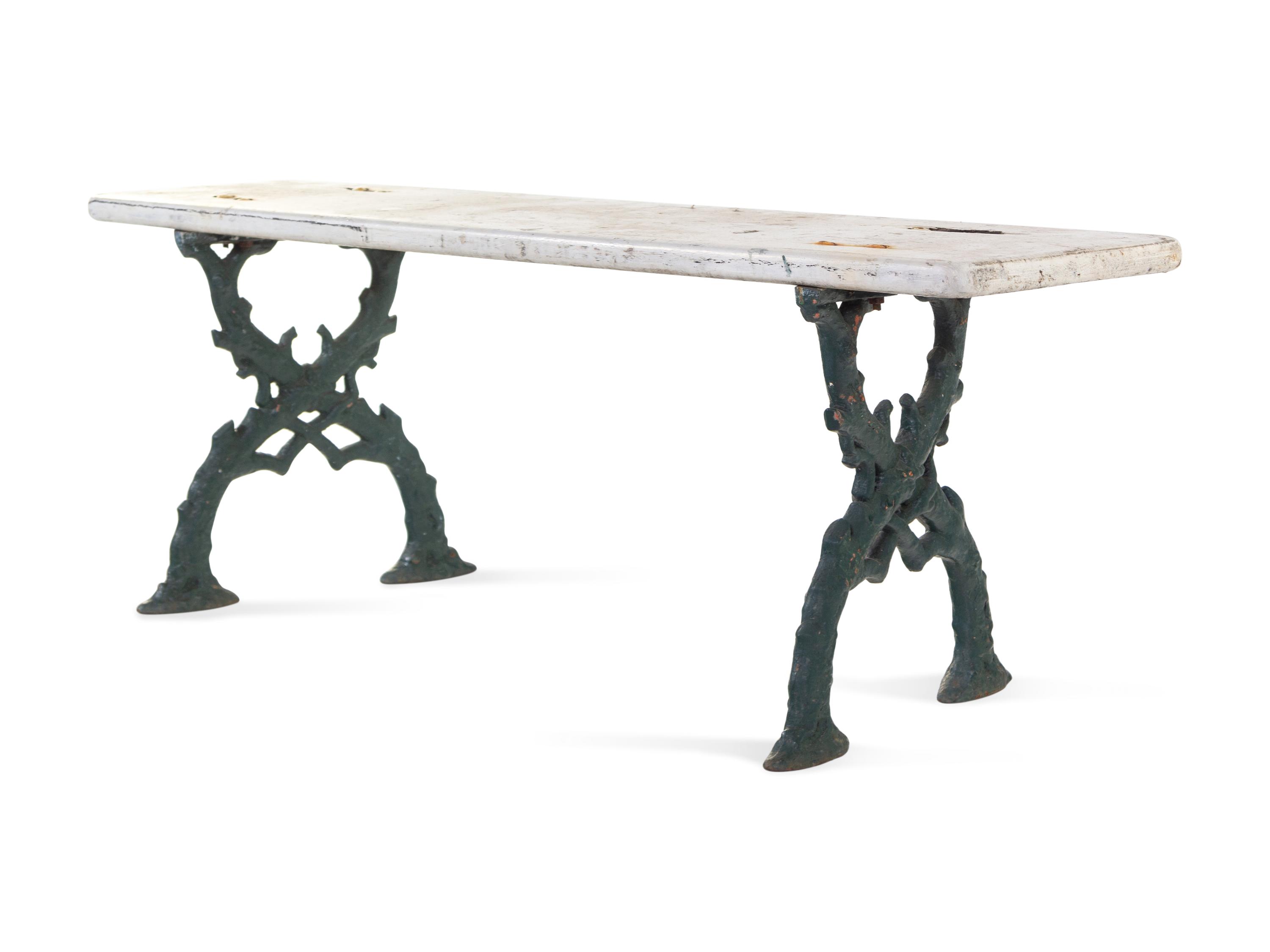 A Victorian Iron and Painted Wood Garden Bench